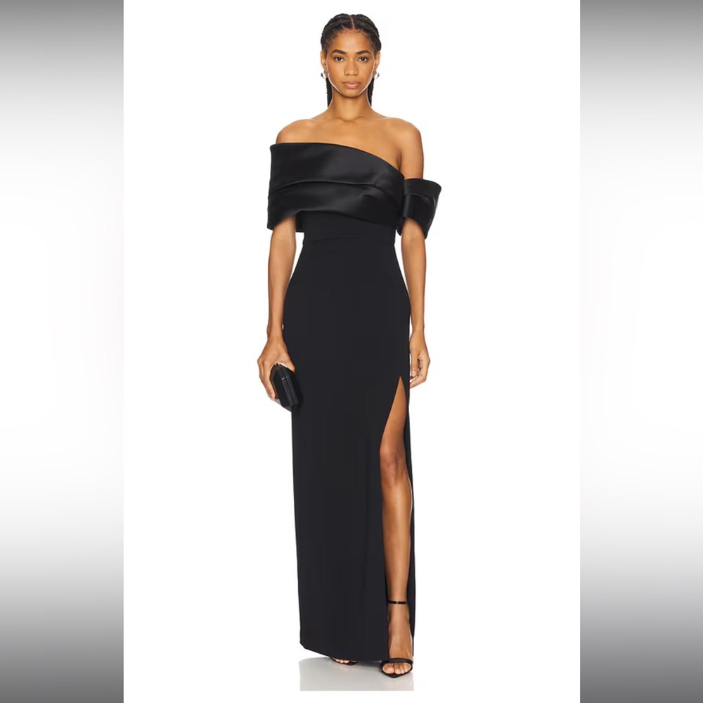 SOLACE LONDON
Alexis satin-trimmed maxi dress
Alexis Maxi Dress in Black